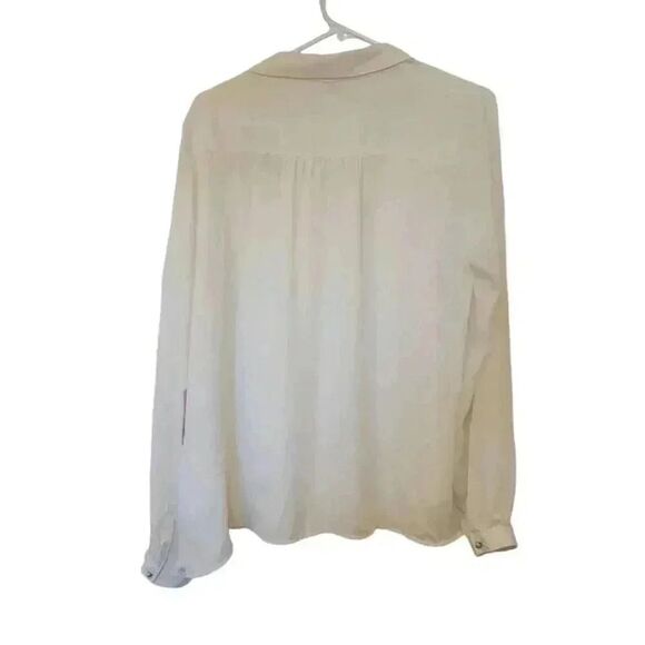 Love 21 Forever 21 Women's Ivory Poly Georgette Button Front Gold Studded & Gold - Picture 5 of 12